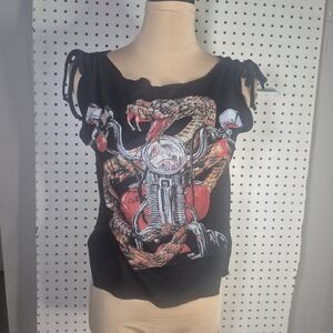 Fierce Black Tank Top with Snake and Motorcycle Graphic